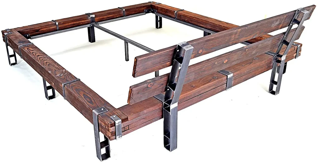 CHYRKA® Meubelen massief houten bed LL balkbed LEMBERG tweepersoonsbed loft vintage industrieel design handgemaakt hout metaal
