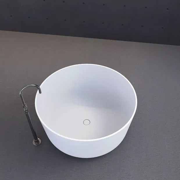 Polysan Estatis vrijstaand bad rond wit mat mineraalmarmer 110x110cm