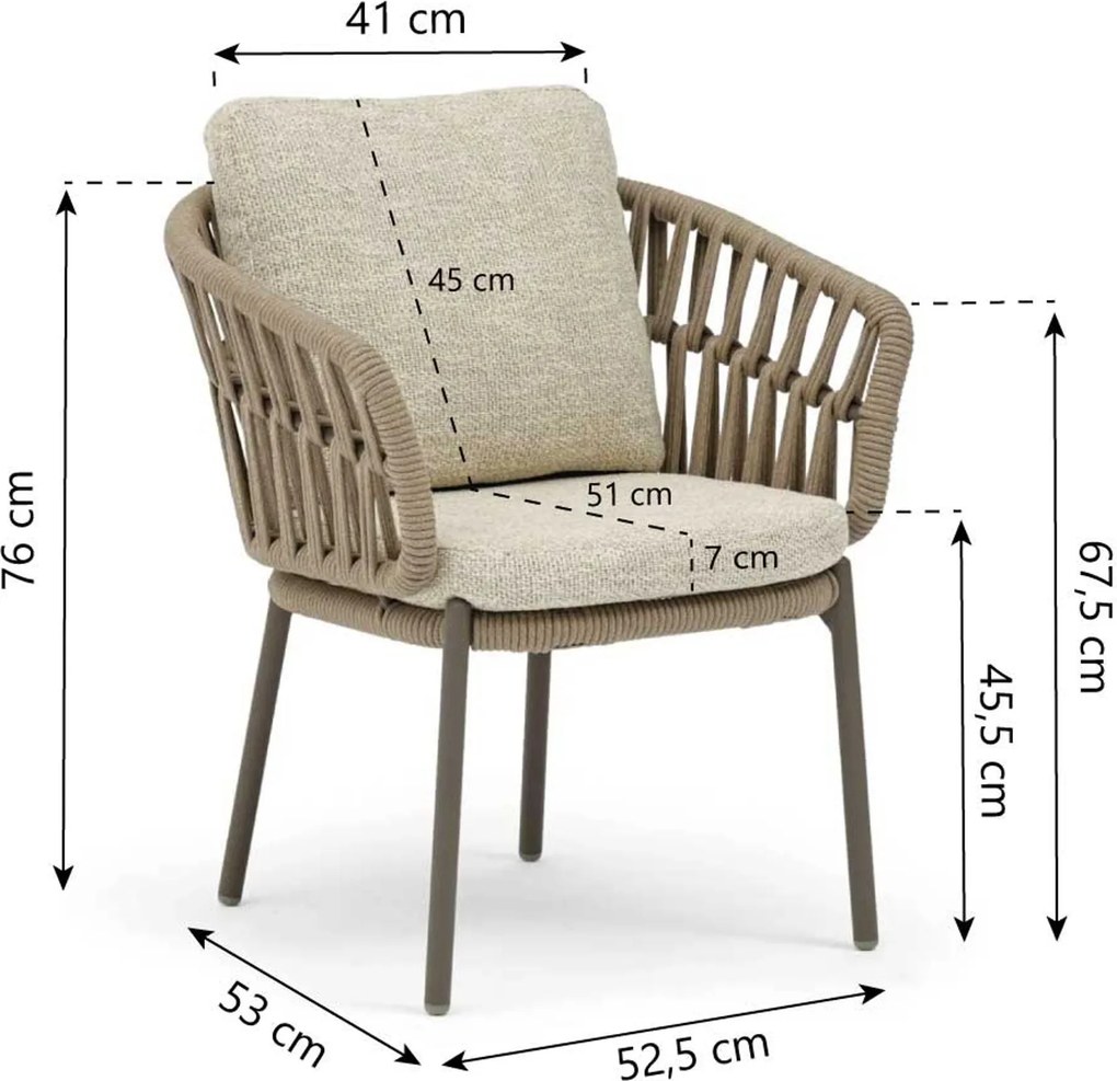 Tuinset Ronde Tuintafel 4 personen 140 cm Rope Zand/Beige Coco Viento/Trino