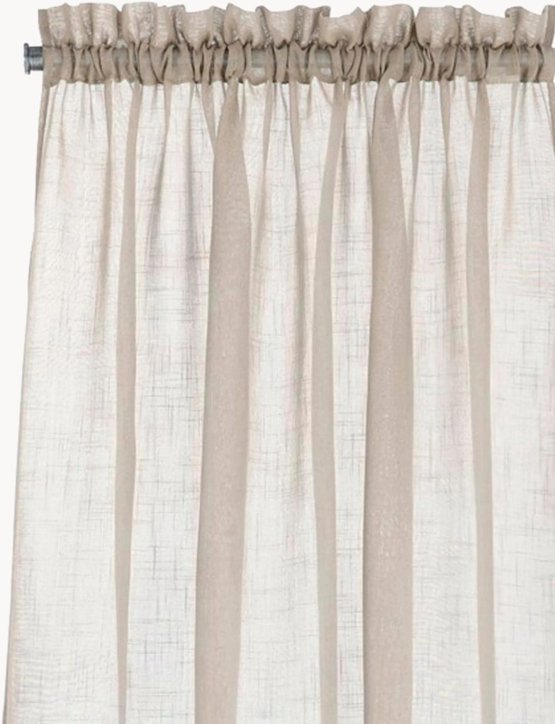 Transparante gordijnen met linnenlook en tunnelzoom Lara, 2-delig, B 134 cm