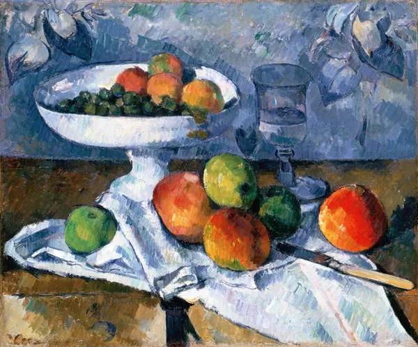 Paul Cezanne - Kunstdruk Still Life with Fruit Dish, 1879-80, (40 x 35 cm)
