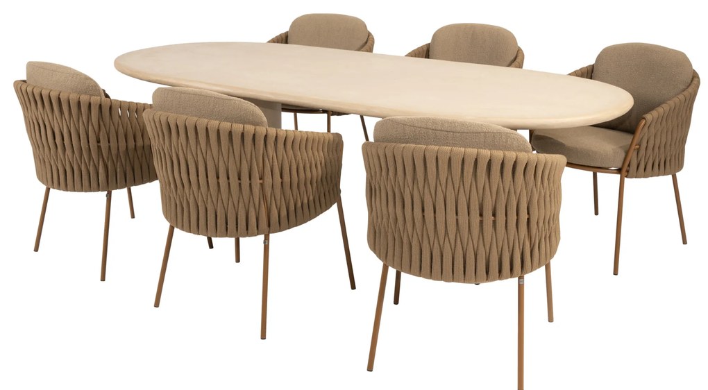 Hampton Molina dining tuinset 240x105xH75 cm 7 delig mortex amber 4 Seasons Outdoor