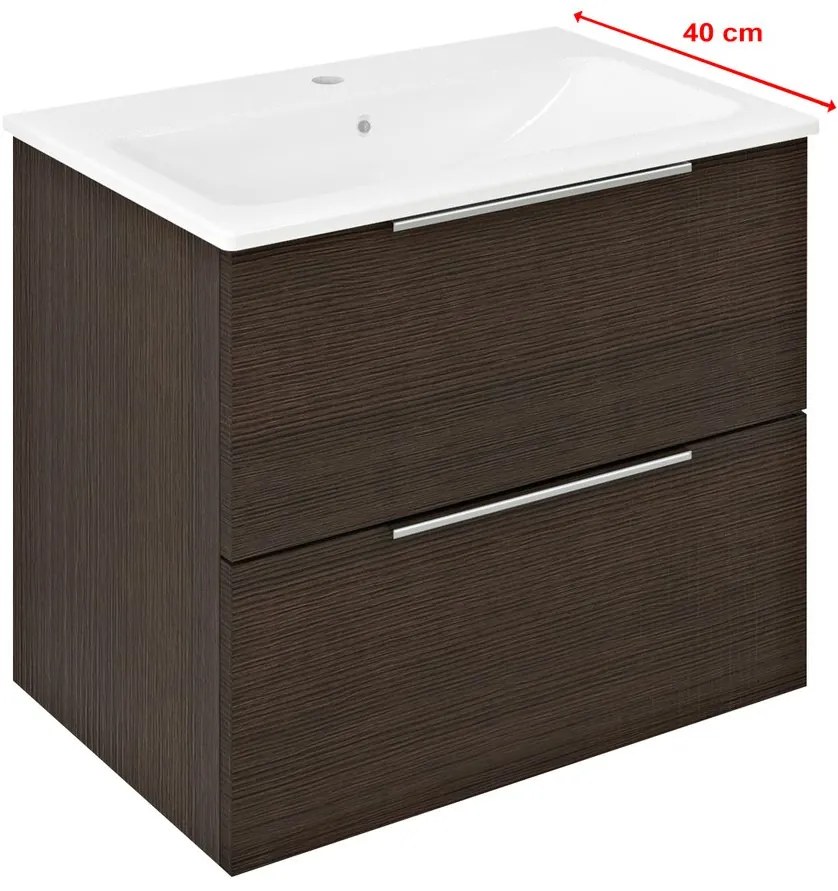 Sapho Cirasa Compact badmeubel 60cm donkerbruin eiken met witte wastafel