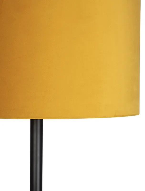 Stoffen Art Deco vloerlamp zwart met gele kap 40 cm - Simplo Modern E27 cilinder / rond Binnenverlichting Lamp