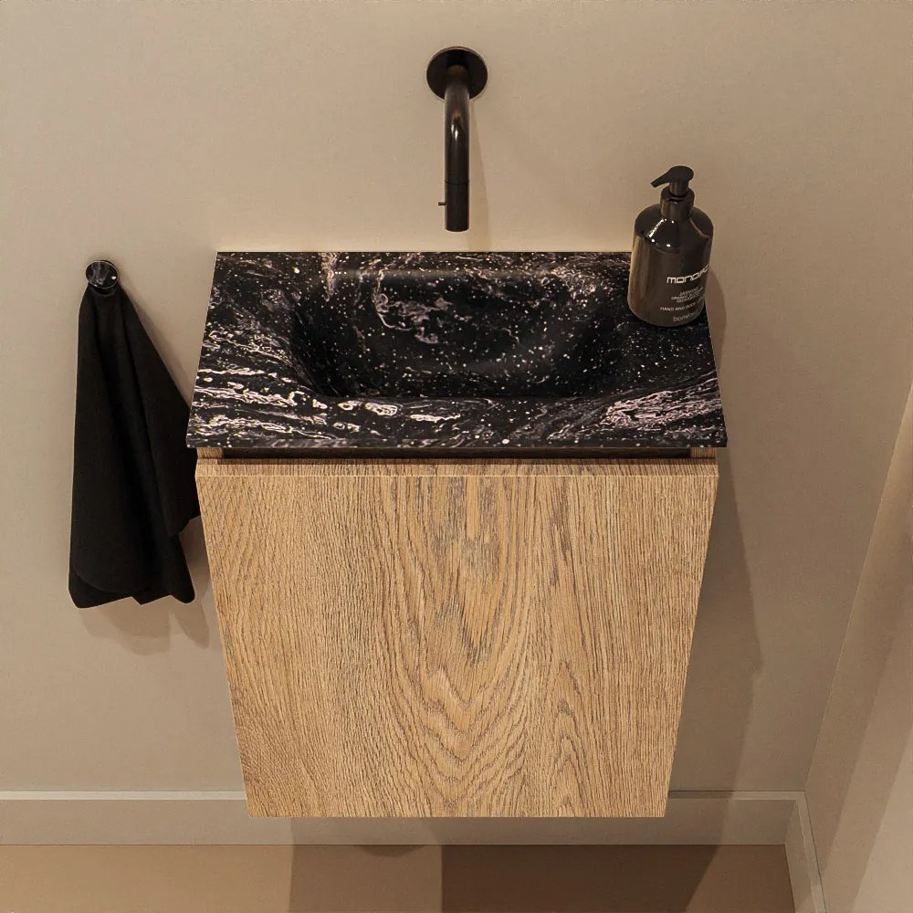 Mondiaz Ture DLux toiletmeubel 40cm washed oak met wastafel lava midden zonder kraangat