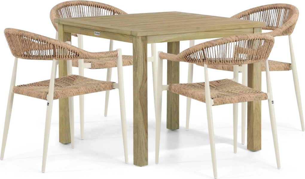 Tuinset 4 personen 90 cm Aluminium/Rope Taupe De Laan Projects