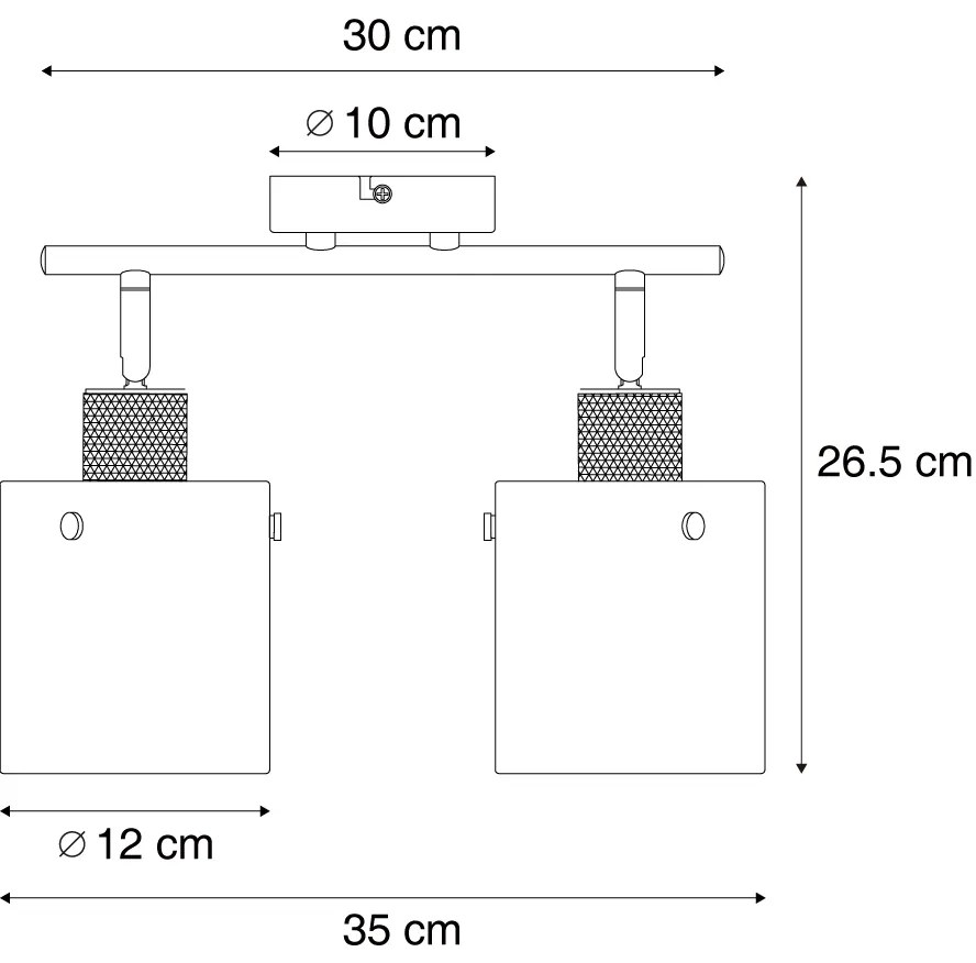 Design plafondspot brons met helder glas 2-lichts - Domo