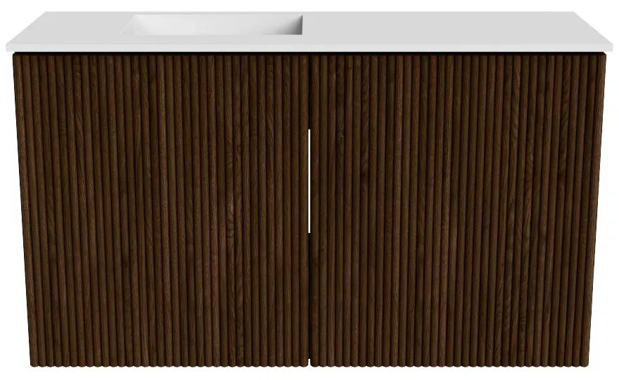 Mondiaz Joya 70cm toiletmeubel walnut met wastafel faye links zonder kraangat talc