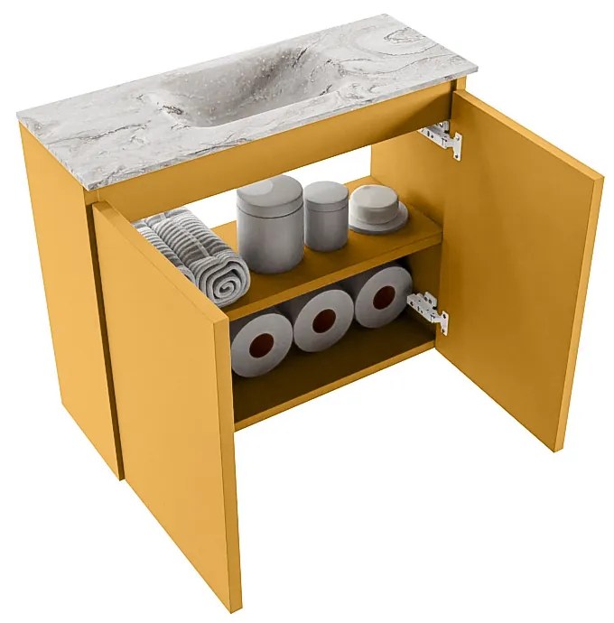 Mondiaz Ture DLux toiletmeubel 60cm ocher met wastafel glace midden met kraangat