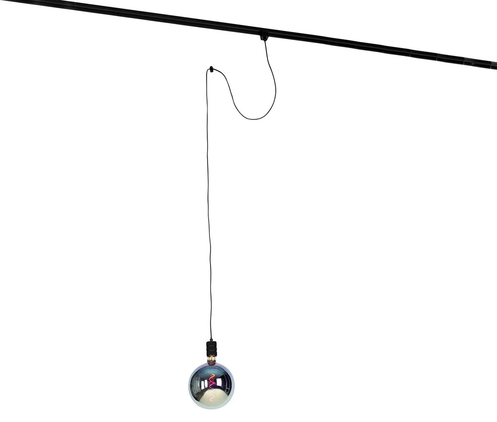 Hanglamp met rail ophanging zwart incl. LED G200 - Cavalux Industriele / Industrie / Industrial Minimalistisch E27 Binnenverlichting Lamp