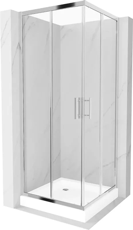 Mexen Rio vierkante douchecabine 70 x 70 cm, transparant, chroom + Rio douchebak, wit - 860-070-070-01-00-4510