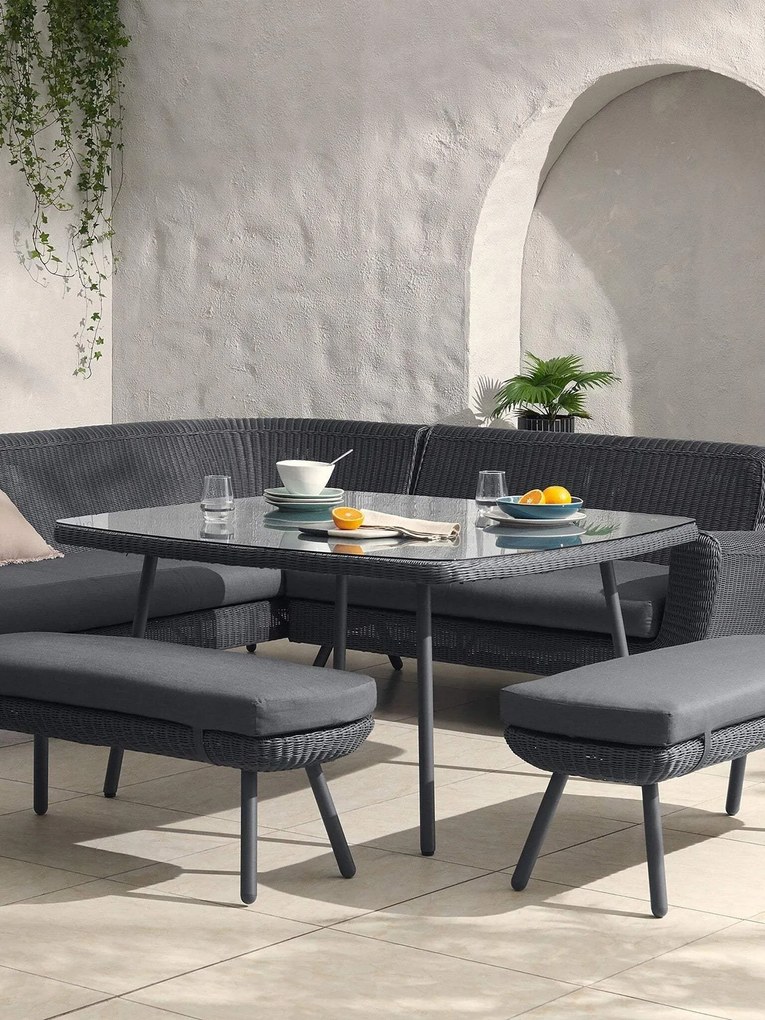 The Outsider Hoek Lounge Diningset - Jonah - Wicker - Donkergrijs - The Outsider