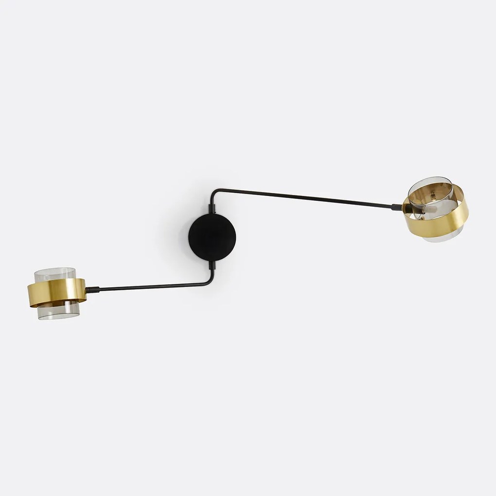 Wandlamp Botello 2 armen glas en messing