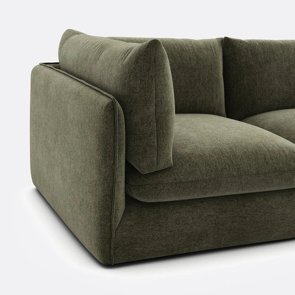 Modulaire 3-zitsbank met poef, gemêleerd polyester, Malo