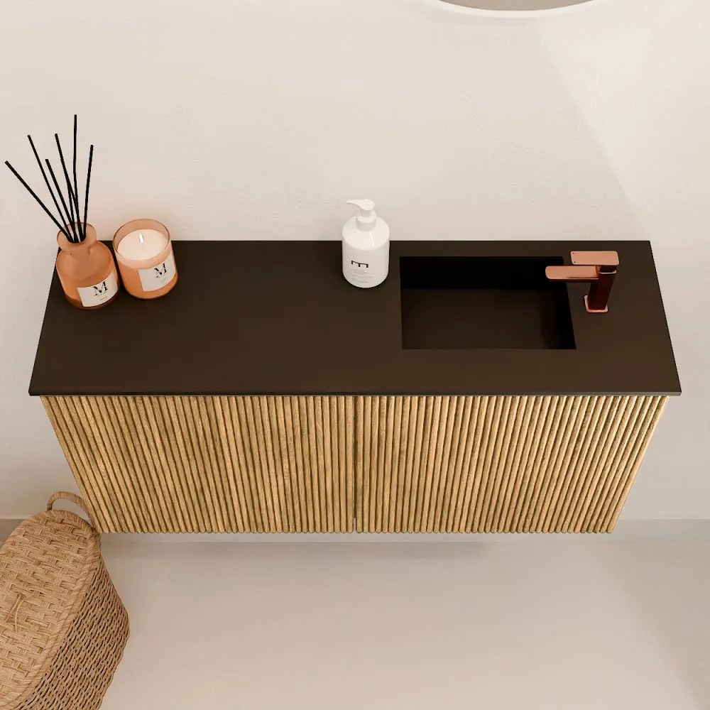 Mondiaz Joya 80cm toiletmeubel oak met wastafel faye rechts 1 kraangat urban