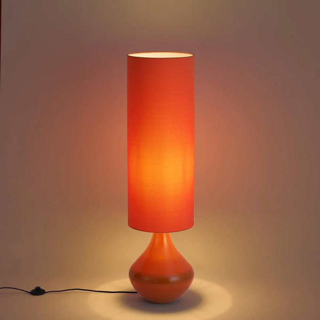 Retro vloerlamp oranje met stoffen kap - Mina