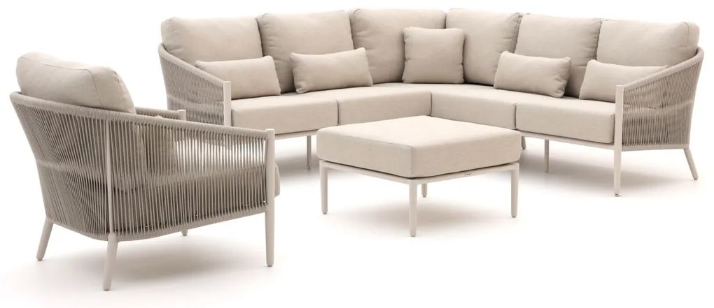 + 15% kassakorting | Hoek loungeset Bellagio  | 6 personen | Loungeset Beige | Hoekbank Aluminium | Kees Smit Tuinmeubelen