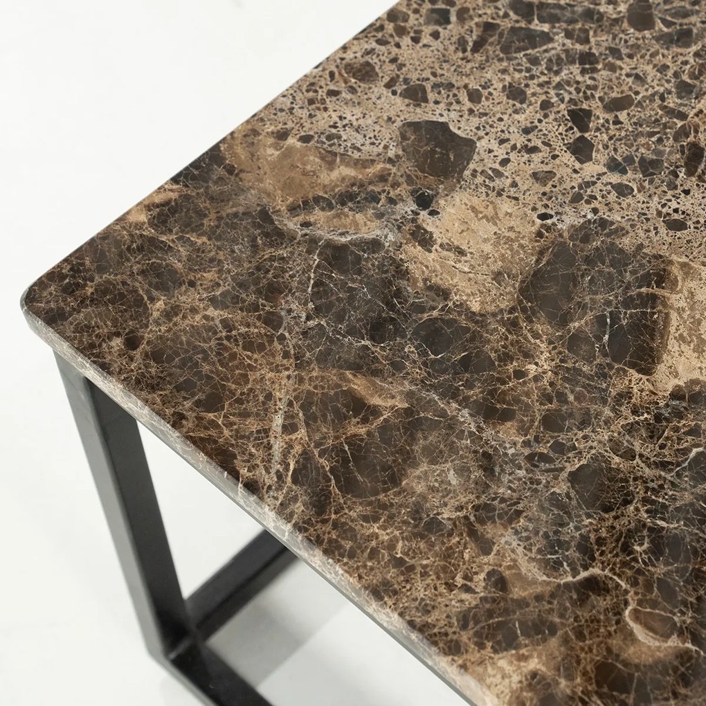 Vierkante Salontafel Van Bruin Marmer - 98 X 98cm.