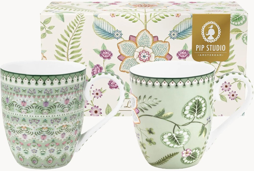 Grote koffiemokken Lily & Lotus, 2-delig