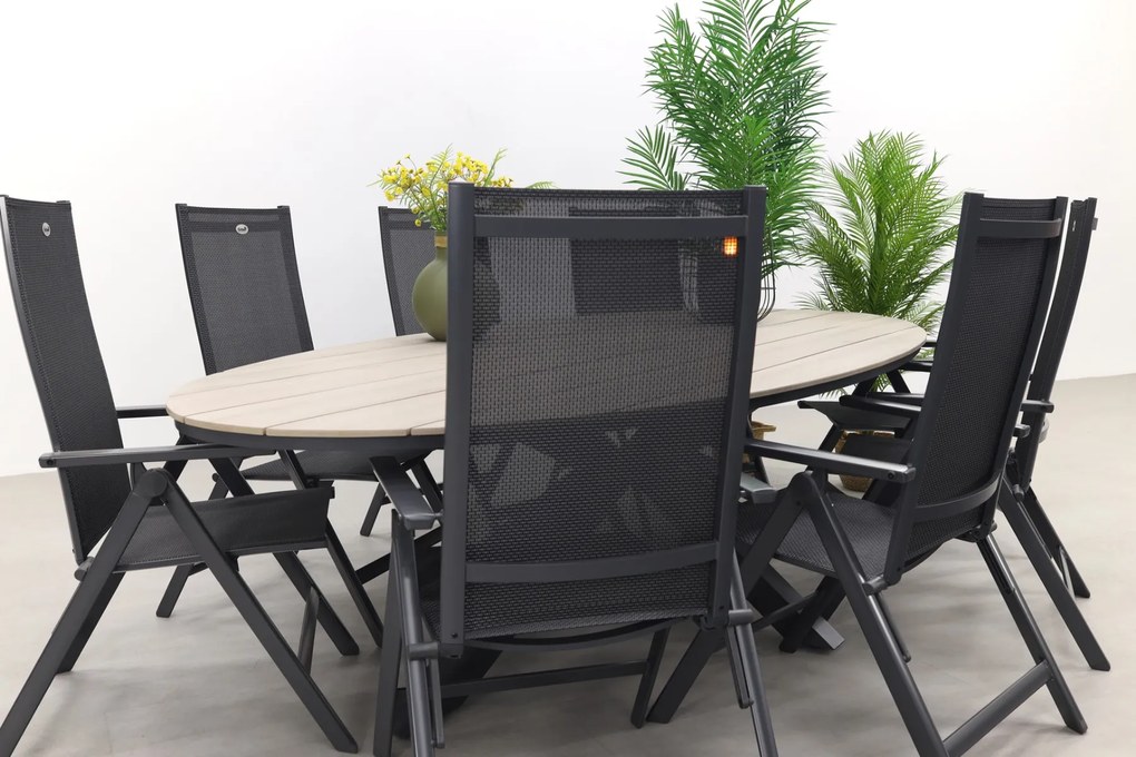 Hartman Napoli Xerix / GI Edison 280x140 cm. tafel - ovale verstelbare tuinset