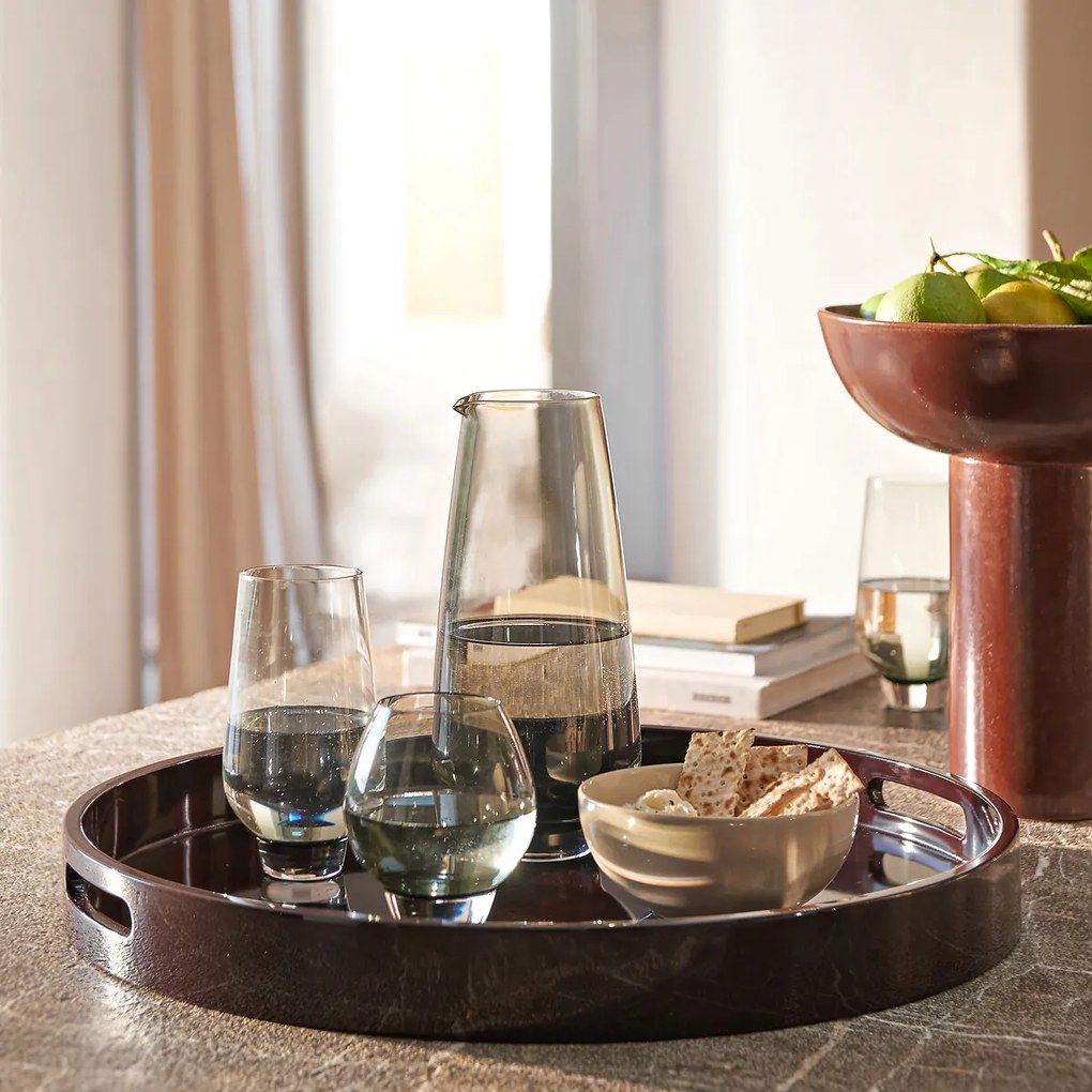 Geglazuurde keramische schaal op voet, SYENA