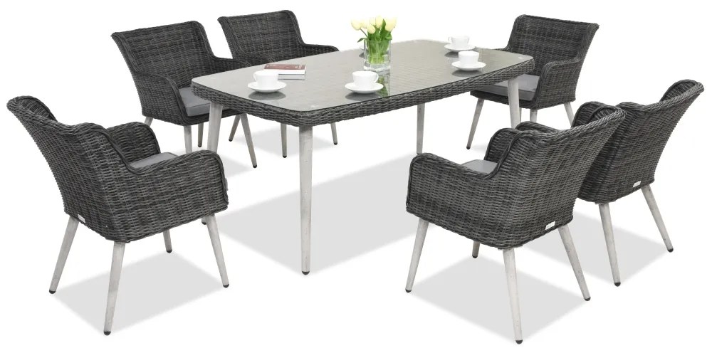 Exclusieve dining tuinset van kunststof rotan Córdoba antraciet voor 6 personen Garden Point