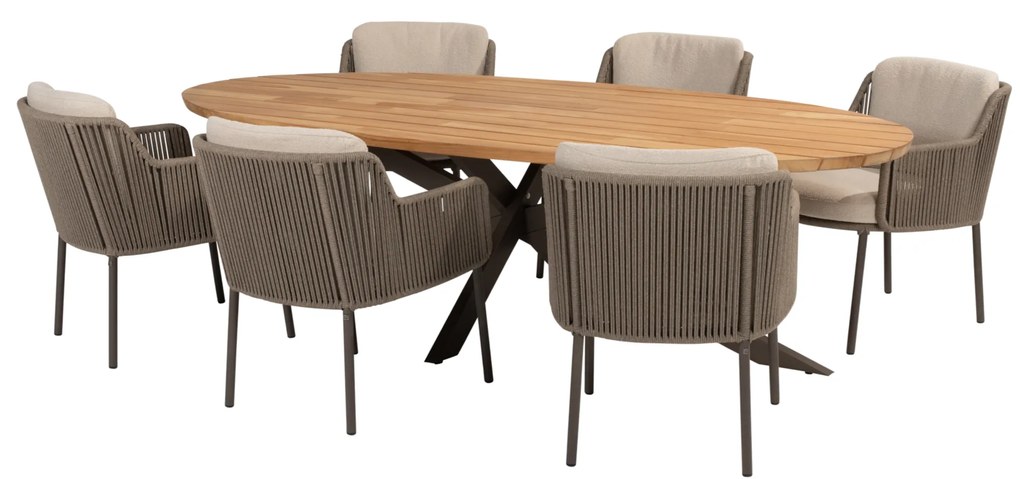 Prado Bernini dining tuinset 240x115xH75 cm 7 delig teak terre 4 Seasons Outdoor