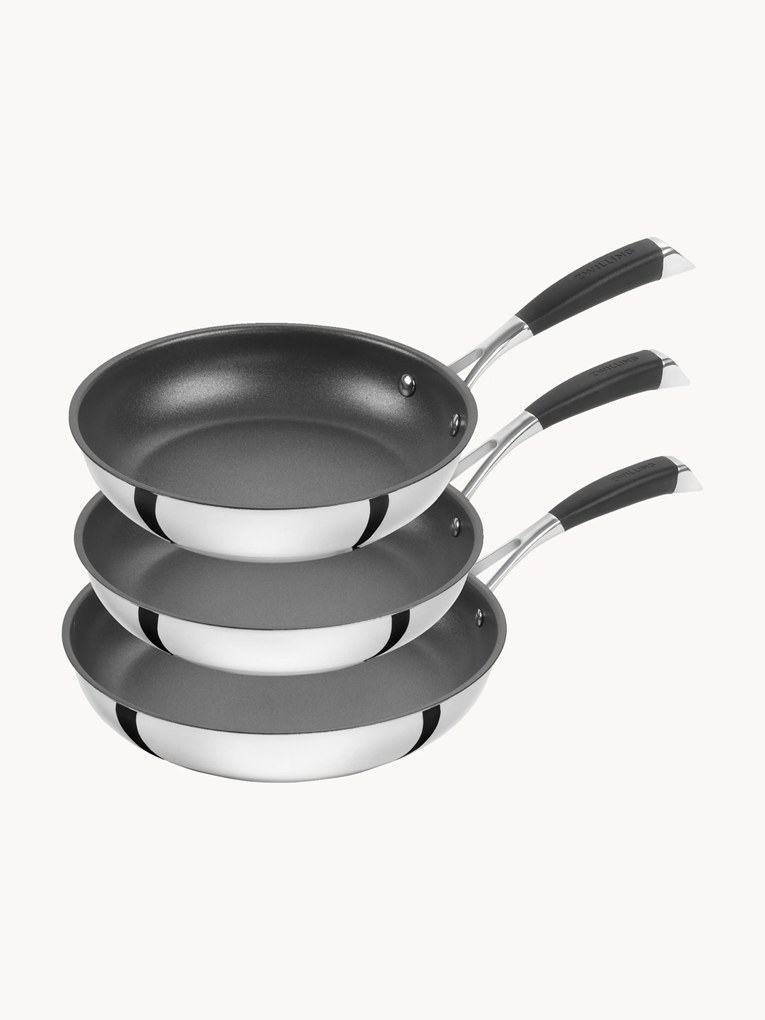 Koekenpannen Poletto van edelstaal, 3-delig