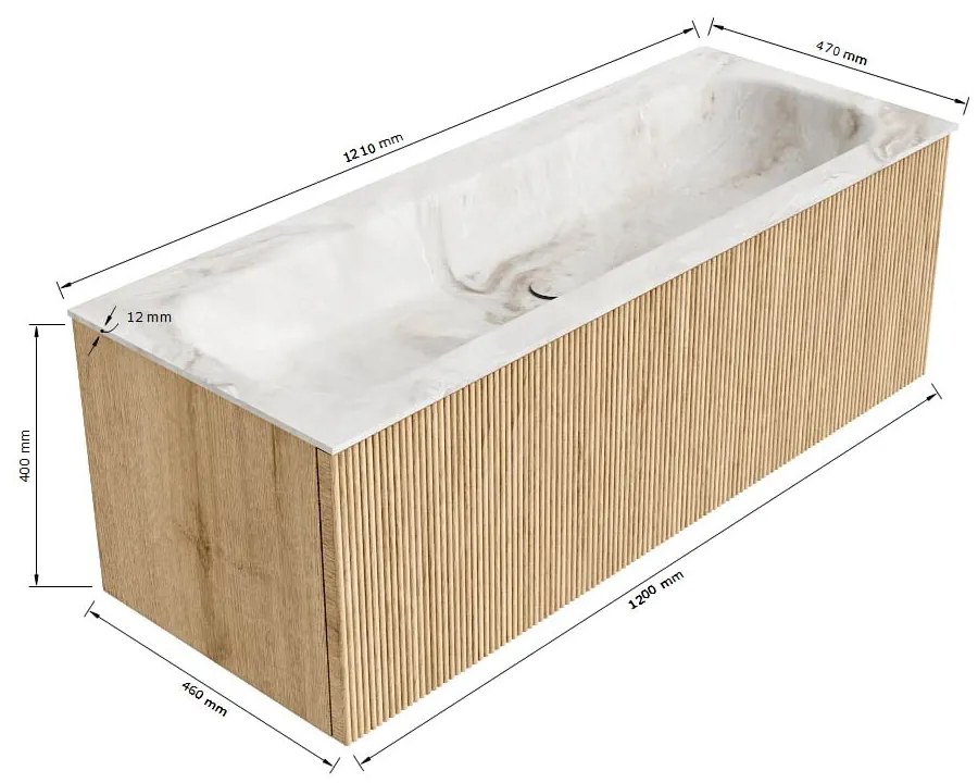 Mondiaz Kurve-dlux 120cm badmeubel shadow met 1 lade en wastafel big large midden 1 kraangat lava