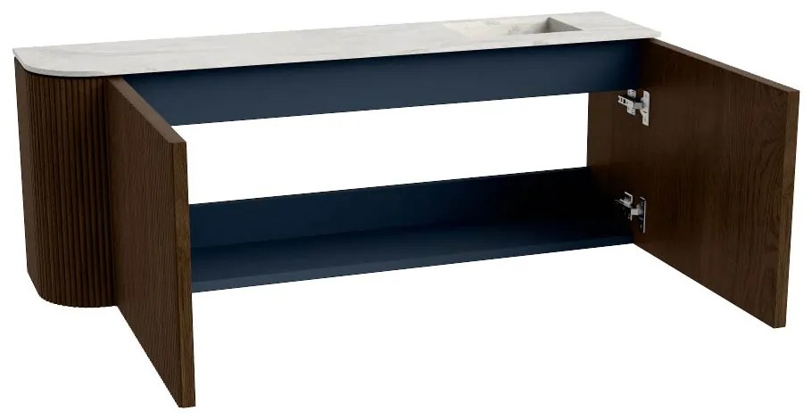 Mondiaz Joya DLux 110cm toiletmeubel ronding links walnut met wastafel faye rechts 1 kraangat ostra