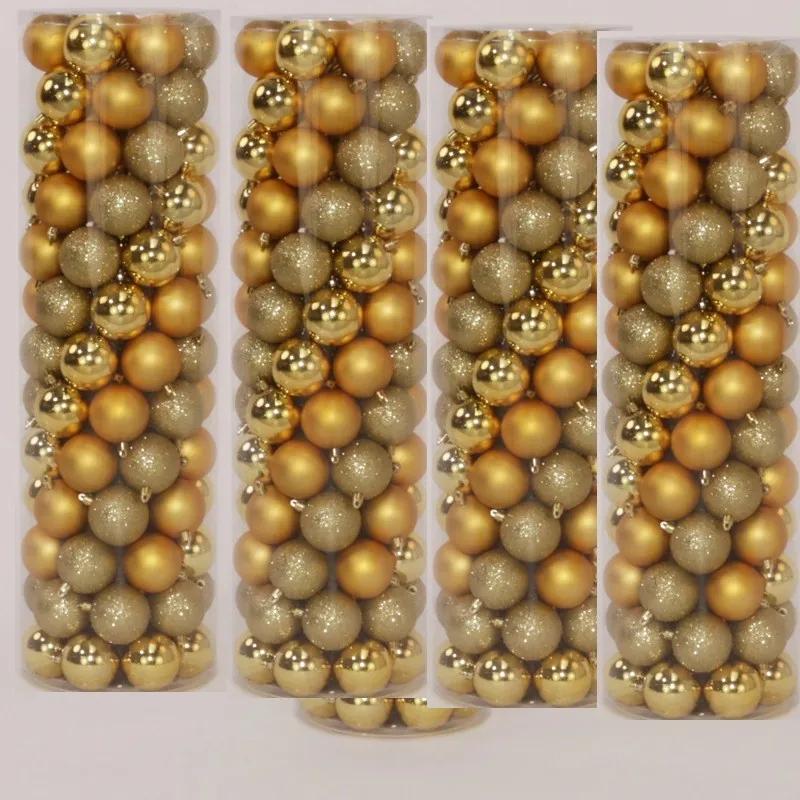 Actie totaal 400 Onbreekbare kerstballen in koker diameter 6 cm goud classic