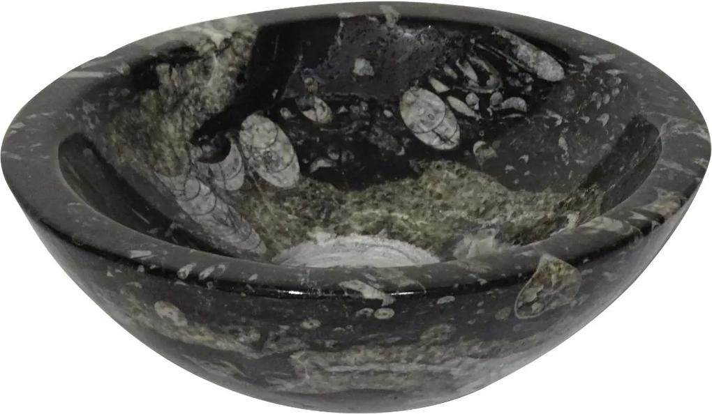 Zwart marmeren fonteintje | Eeuwenoud Orthoceras Fossiel | 24 x 24 x 8 cm