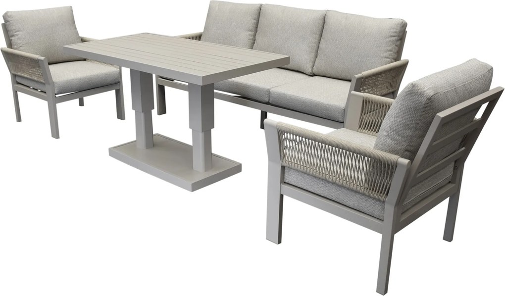 Saigon stoel bank dining loungeset 4 delig verstelbare tafel latte zand aluminium