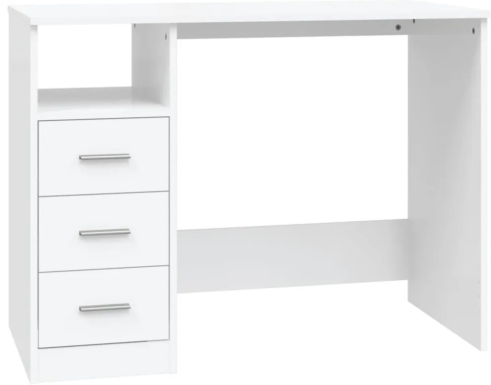 vidaXL Bureau met lades 102x50x76 cm bewerkt hout wit