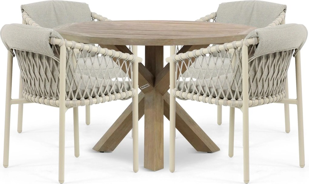Tuinset 4 personen  Aluminium/rope Taupe 4 Seasons Outdoor Allora/Sand