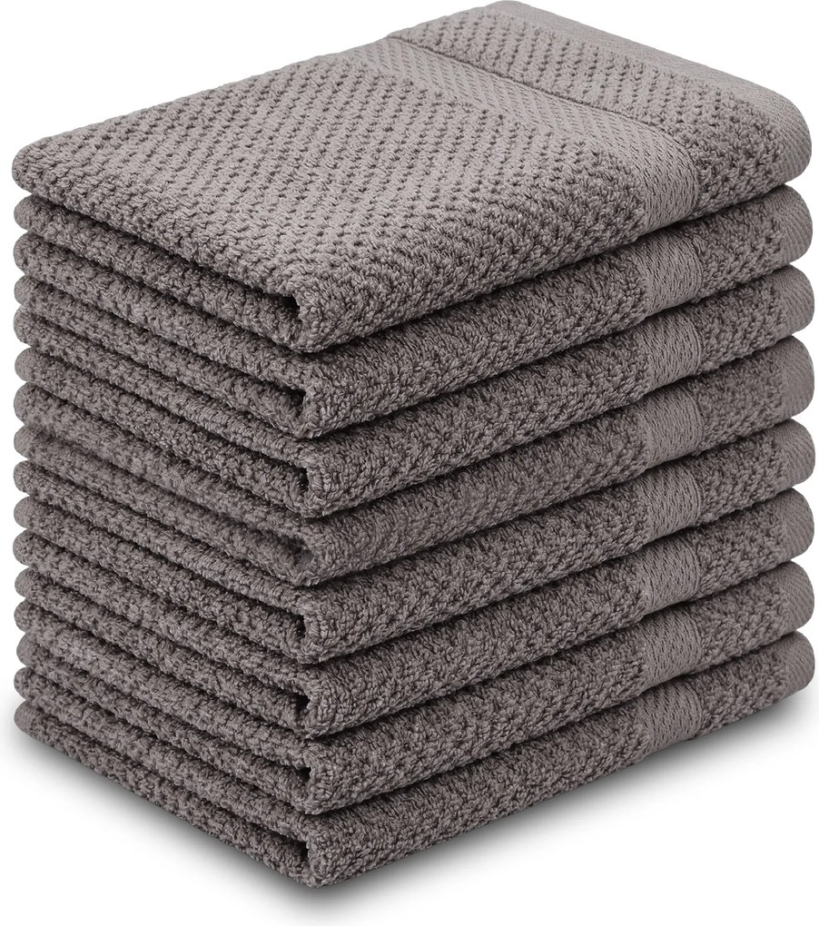 Gastendoek Popcorn Collectie – 8 stuks – 30×50 – grijs