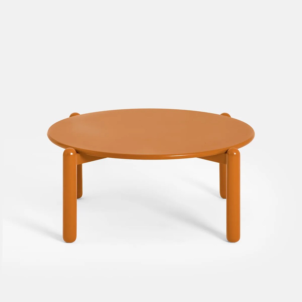 Ronde salontafel, van massief beukenhout en eikenfineer, diameter 74 cm, COLOQUO