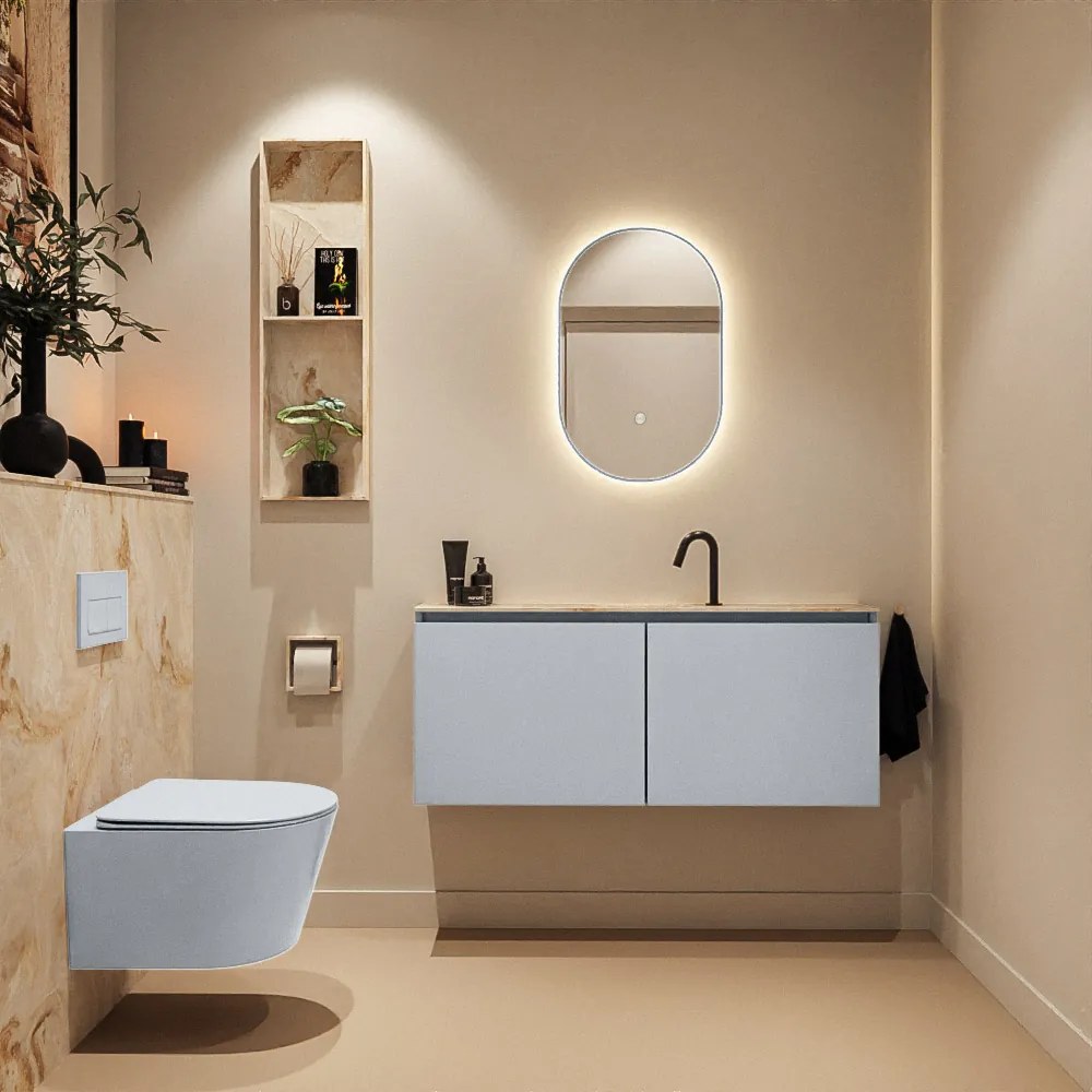 Mondiaz Ture DLux toiletmeubel 120cm clay met wastafel frappe midden met kraangat