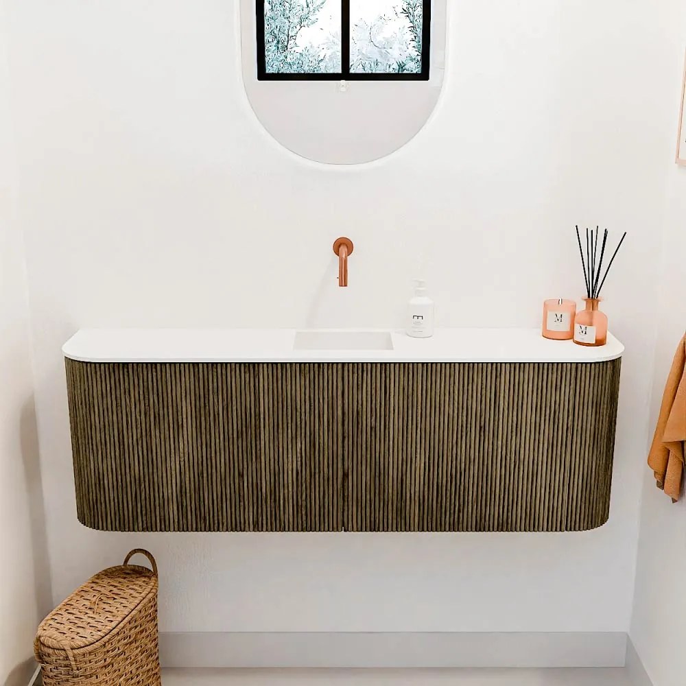 Mondiaz Joya 125cm toiletmeubel ronding links/rechts dusk met wastafel faye midden zonder kraangat talc