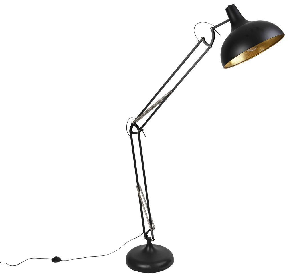 Industriële vloerlamp zwart met goud verstelbaar - Hobby Landelijk / Rustiek E27 Scandinavisch Binnenverlichting Lamp