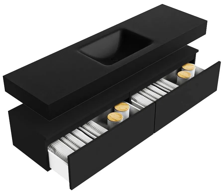 Zaro Alan badmeubel 160cm urban 2 lades met vrijhangende wastafel cloud midden 1 kraangat urban