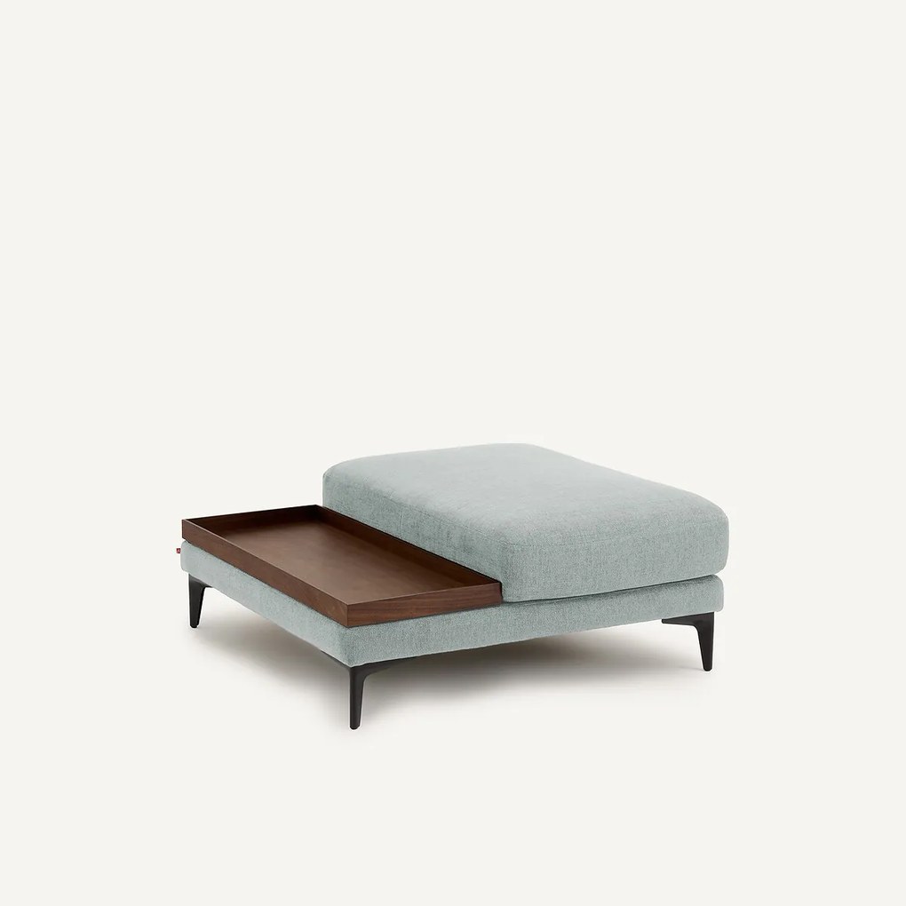 Voetensteun met dienblad, gevlochten polyester, MODERNISTE, ontwerp Emmanuel Gallina