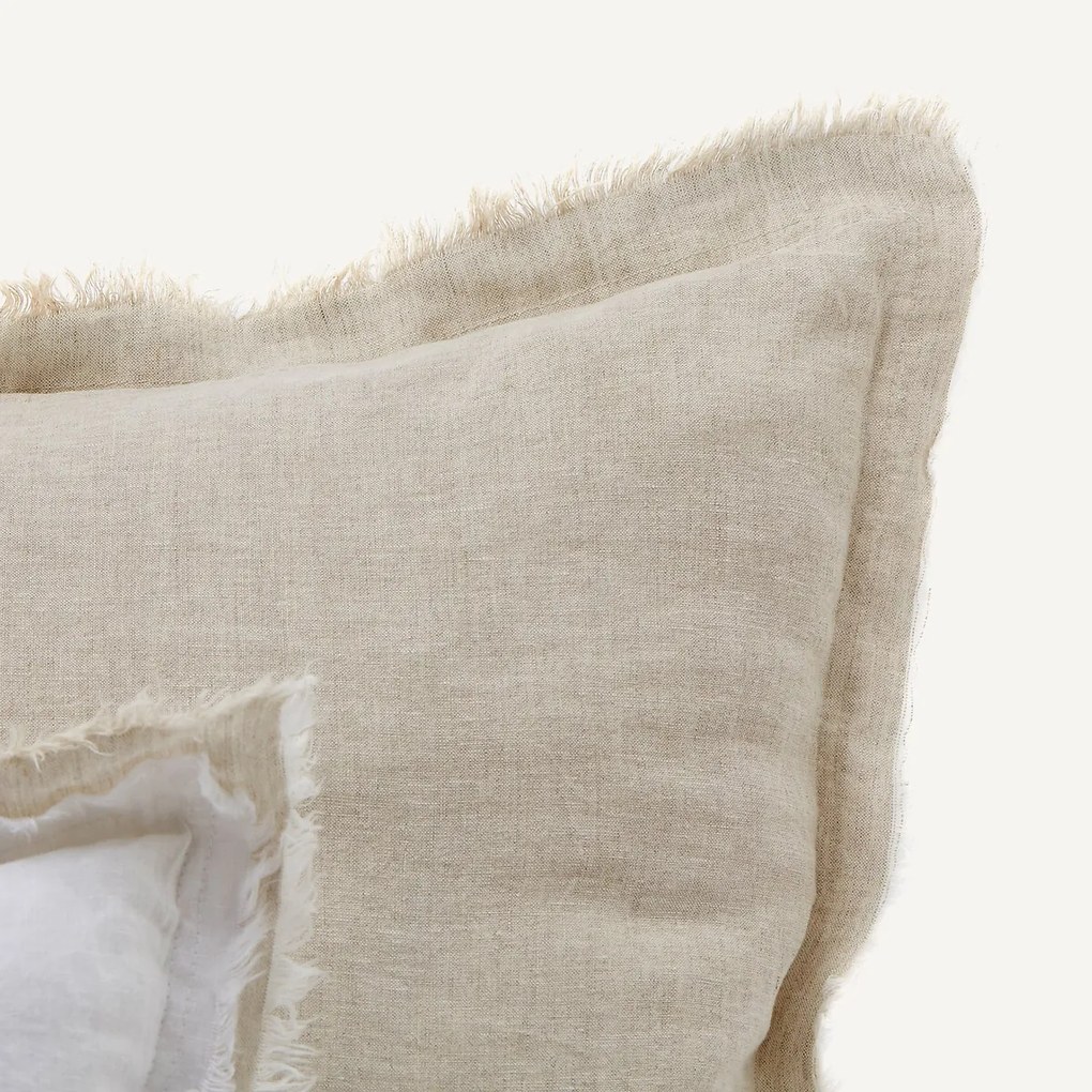 Gewassen linnen kussensloop met dubbele franje Alhanasia