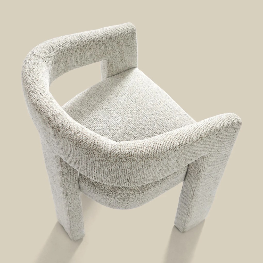 Design Eetkamerstoel Creme Volledig Stof