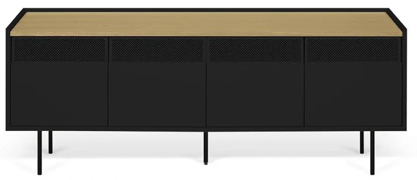 TemaHome Radio Zwart Tv-meubel Met Eiken Blad - 160x43x60cm.