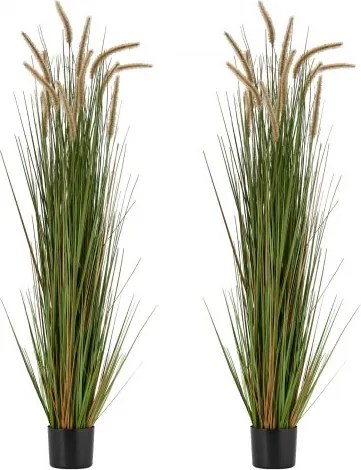 VEVOR Kunstgras Plant, 2-Pack 1499mm Paardenstaart Rietgras in Pot, Premium PVC Kunstplant, Groene Planten, Struiken voor Huis, Tuin, Kantoor, Kamerdecoratie, Housewarming Party, Groen