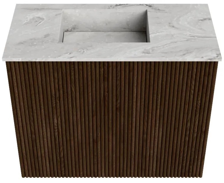 Mondiaz Joya DLux 50cm toiletmeubel walnut met wastafel faye links 1 kraangat glace