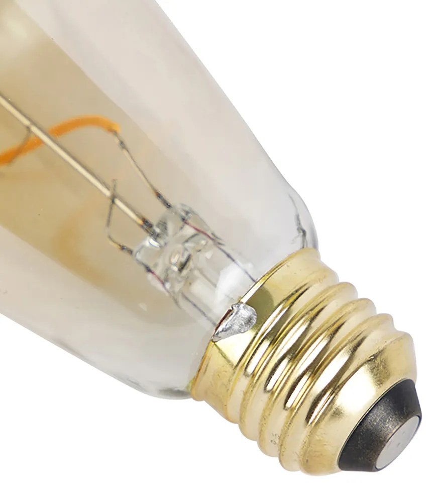 Set van 3 E27 dimbare LED spiraal lampen ST64 goud 4W 270 lm 2100K