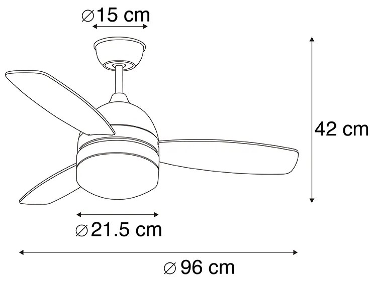 Plafondventilator met lamp zwart met afstandsbediening - Rotar Modern E27 rond Binnenverlichting Lamp