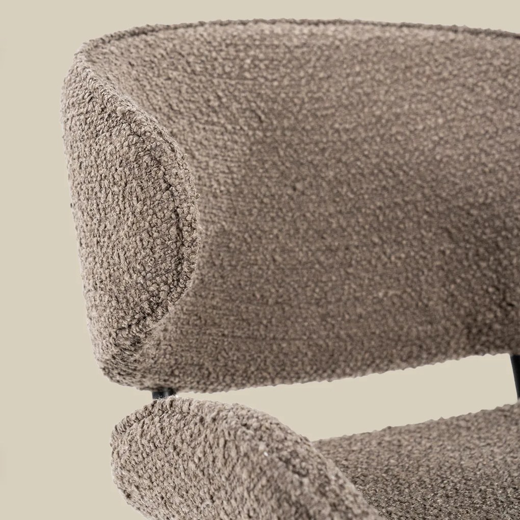 Eleonora Tess Boucle Eetkamerstoel Ronde Rug Bruin